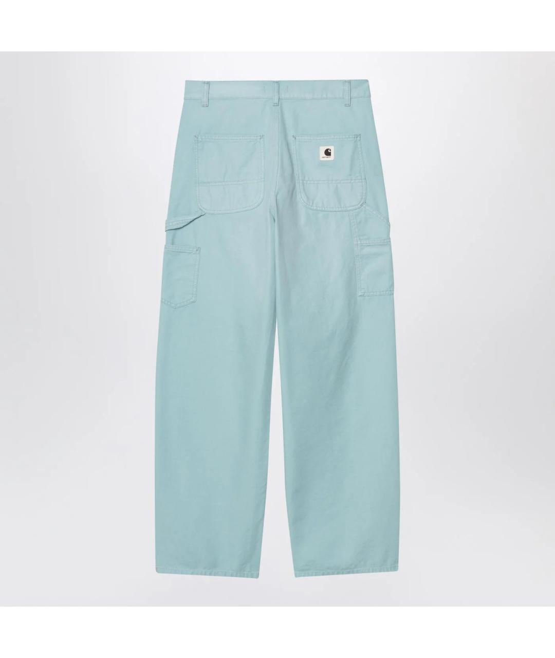 CARHARTT WIP Голубые хлопковые прямые брюки, фото 2