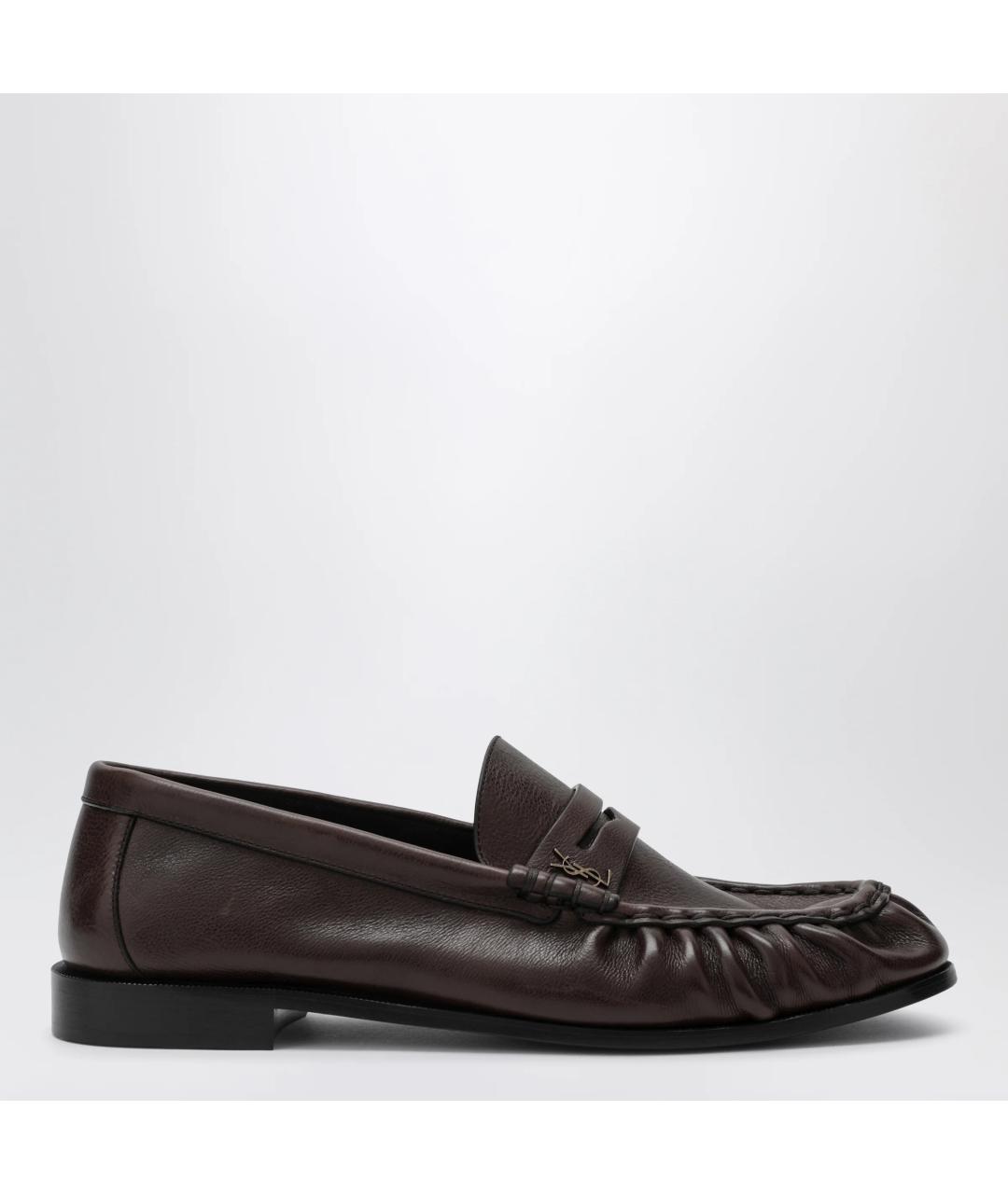SAINT LAURENT Коричневые кожаные лоферы, фото 3