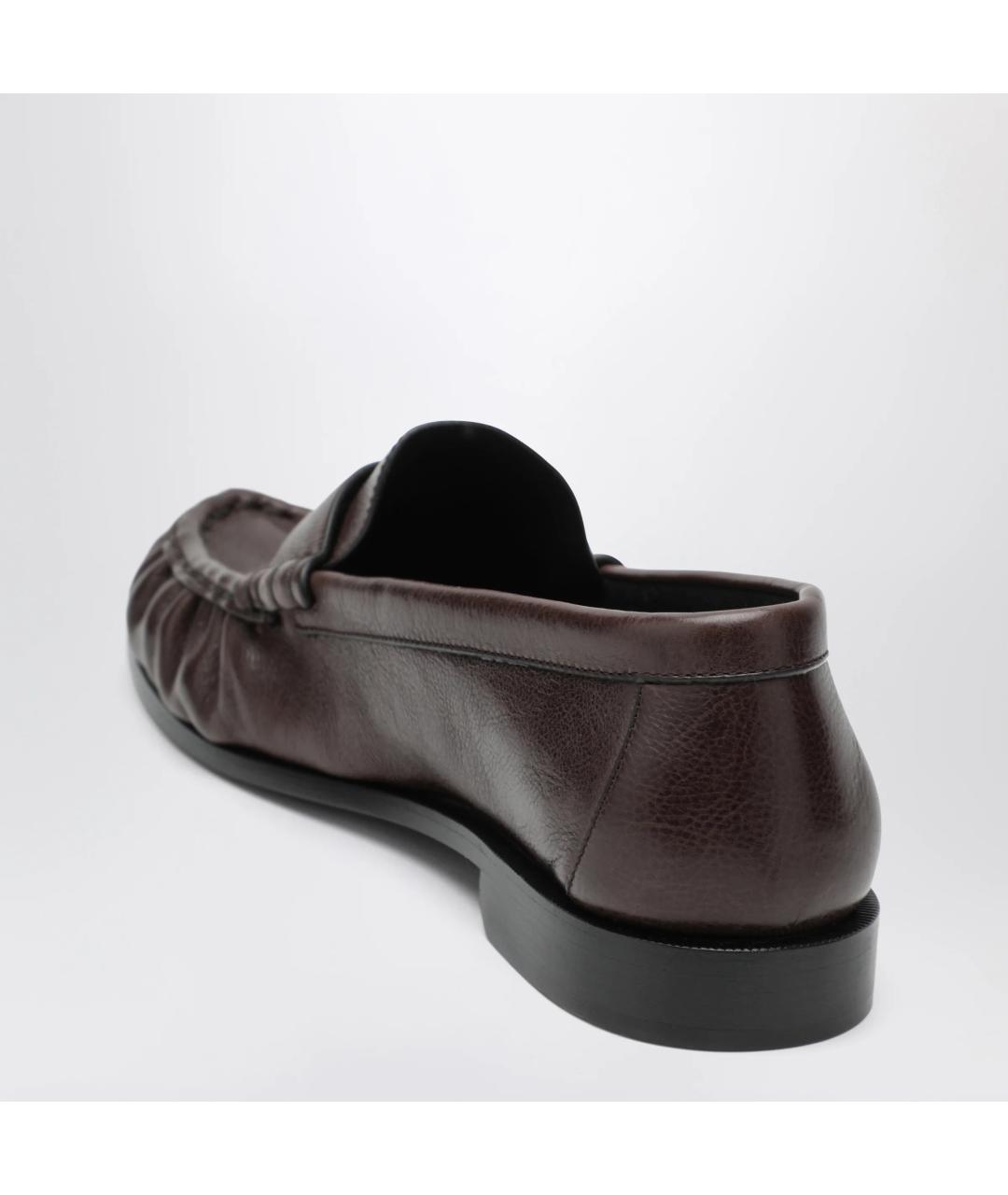 SAINT LAURENT Коричневые кожаные лоферы, фото 2
