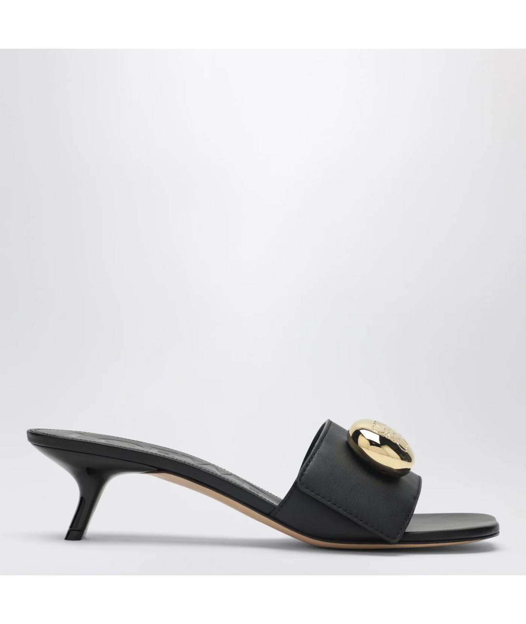 LOEWE Черные кожаные мюли, фото 3