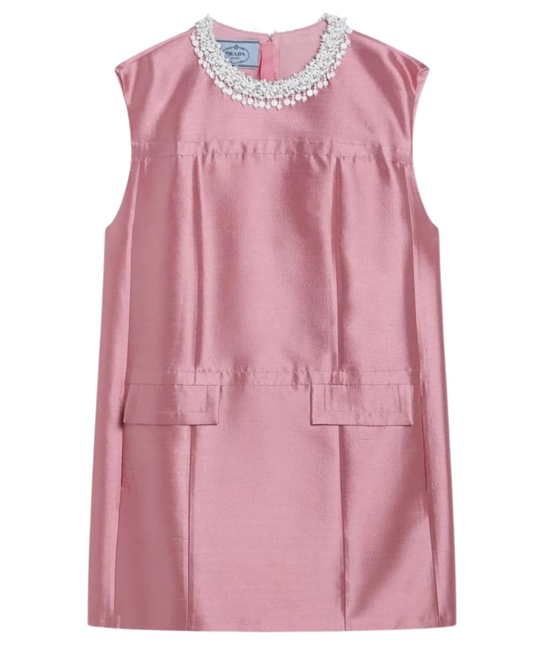 PRADA Розовое шелковое коктейльное платье, фото 1
