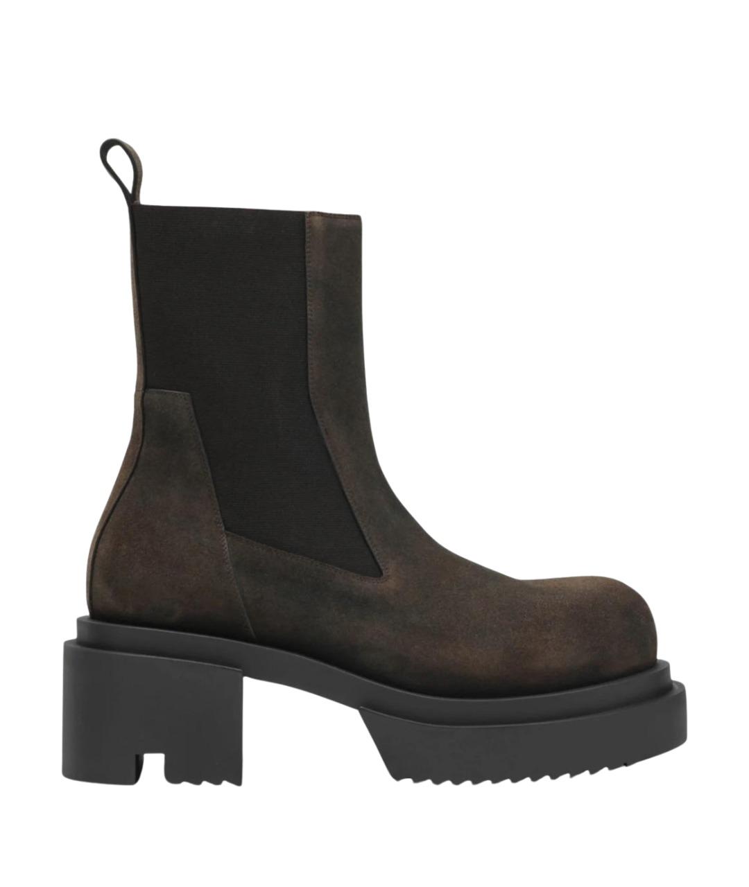 RICK OWENS Коричневые замшевые высокие ботинки, фото 1