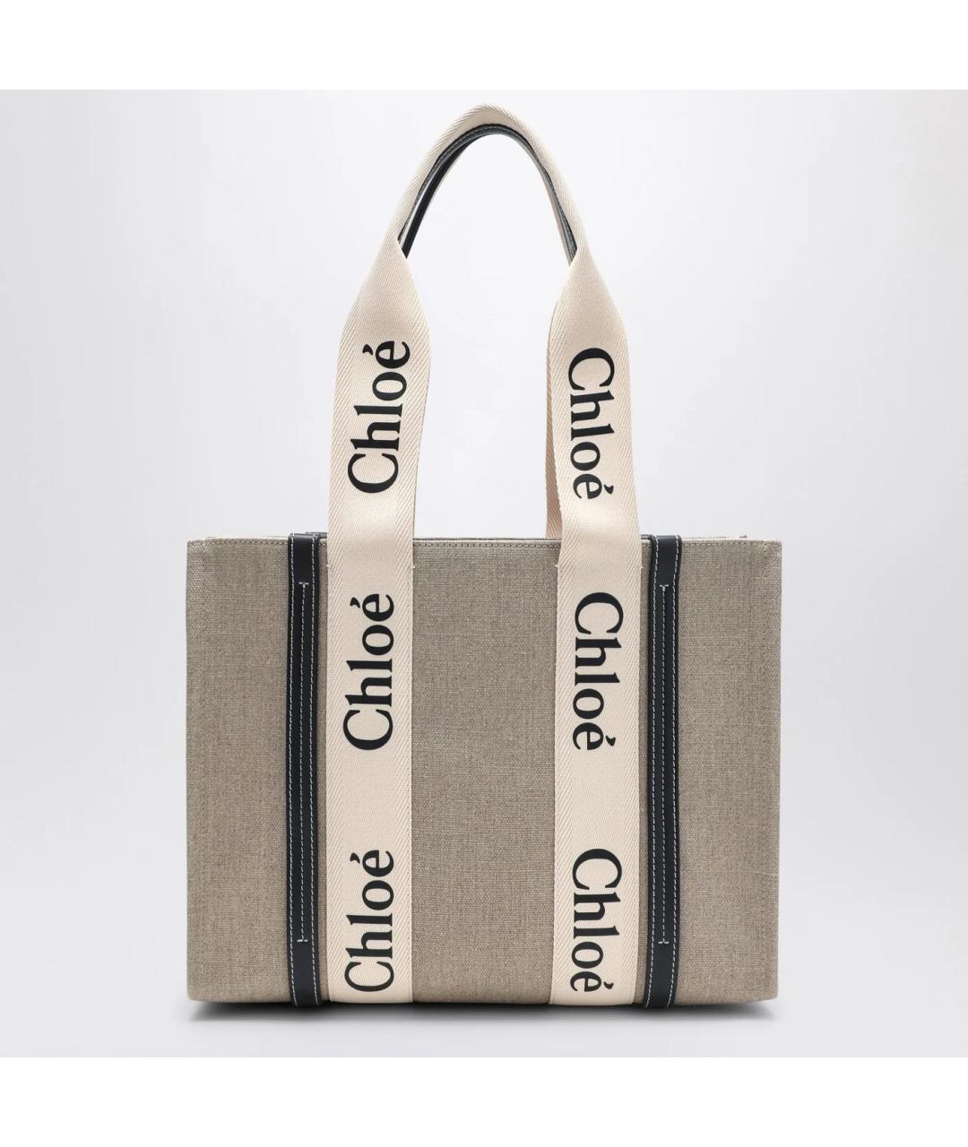 CHLOE Бежевая хлопковая сумка тоут, фото 3