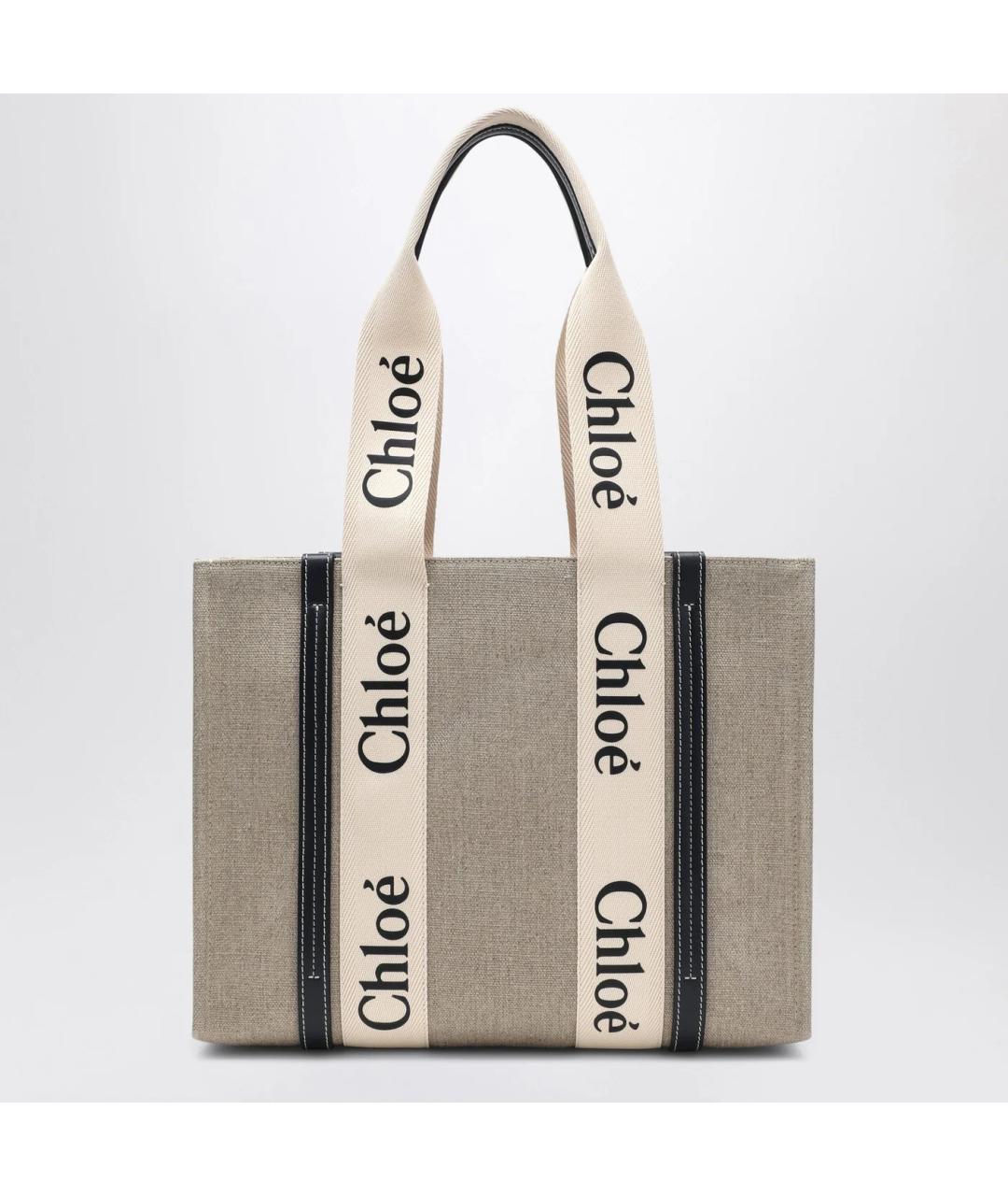 CHLOE Бежевая хлопковая сумка тоут, фото 2