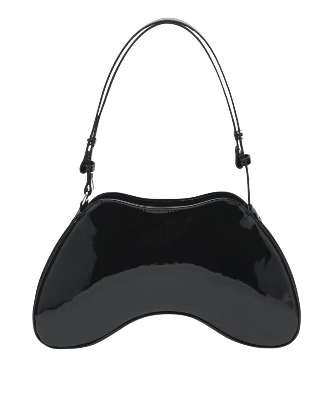 DIESEL Черная сумка через плечо из лакированной кожи, фото 2