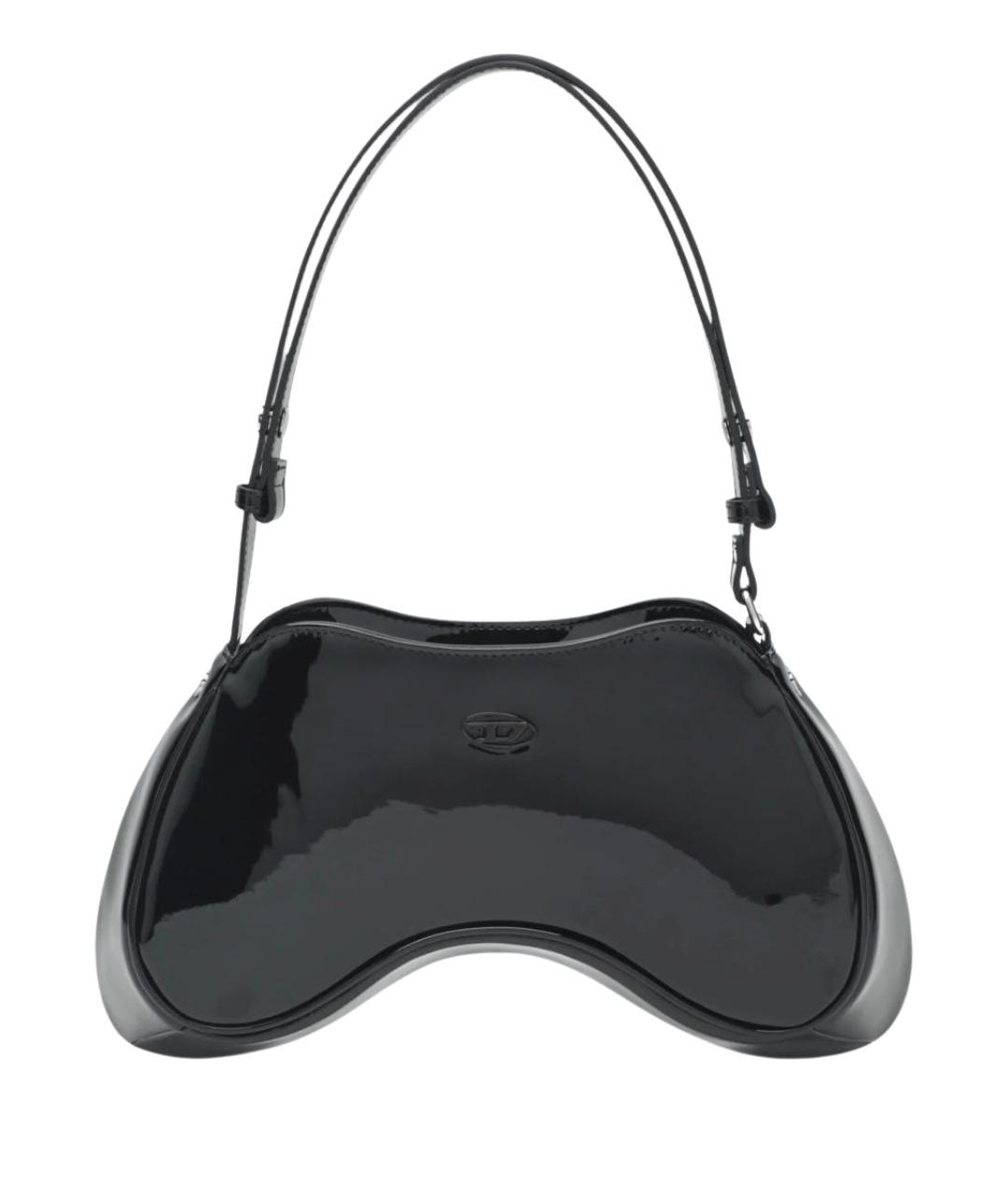 DIESEL Черная сумка через плечо из лакированной кожи, фото 1