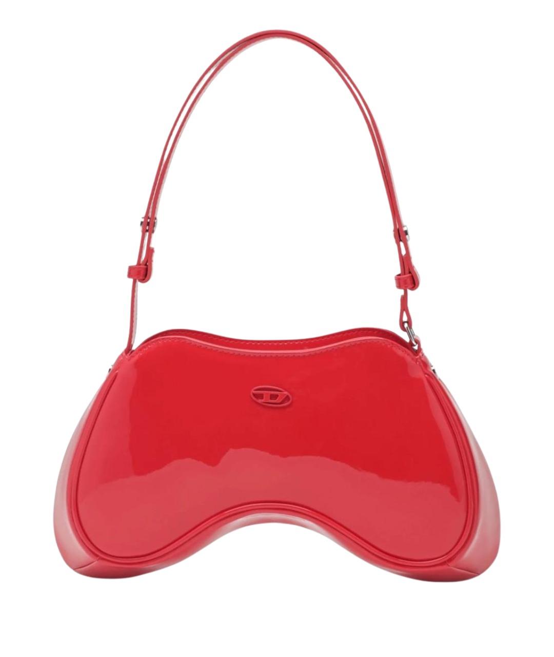 DIESEL Красная сумка через плечо из лакированной кожи, фото 1