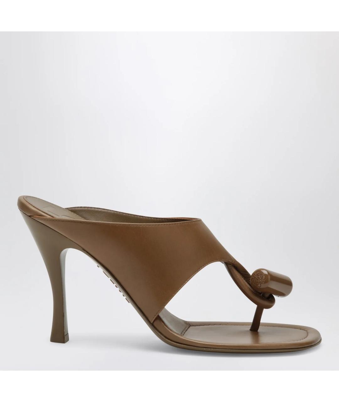 LOEWE Коричневые кожаные мюли, фото 3