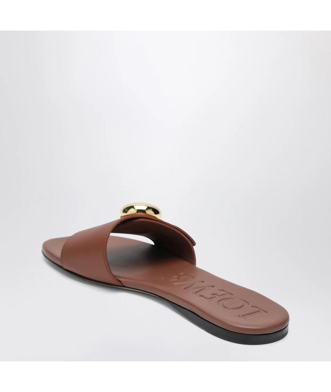 LOEWE Коричневые кожаные шлепанцы, фото 2