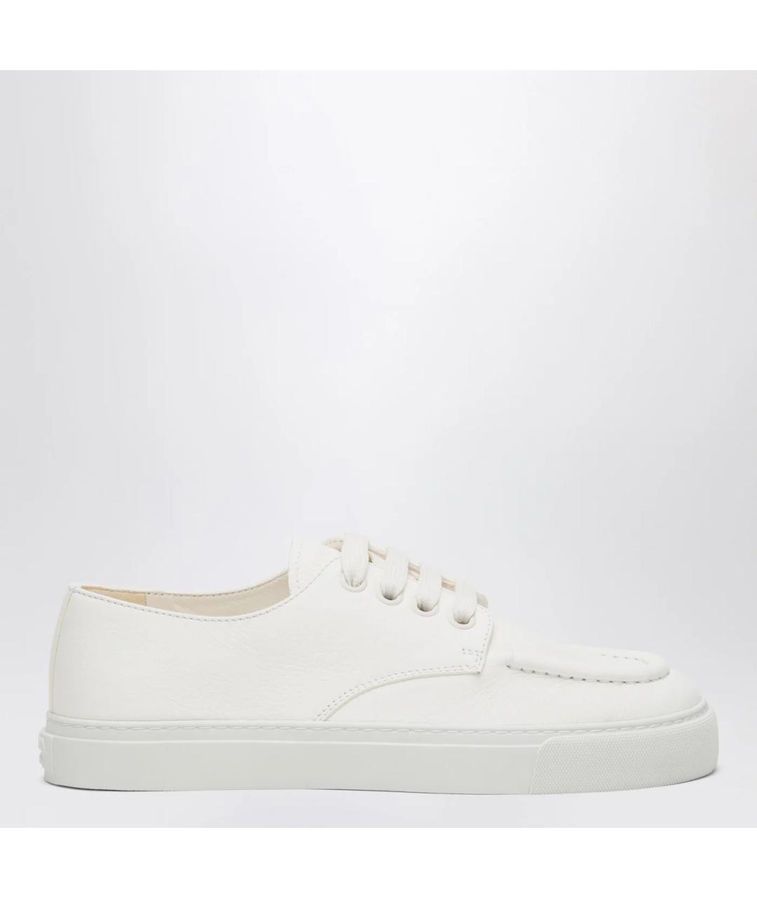 PRADA Белые кожаные низкие кроссовки / кеды, фото 3