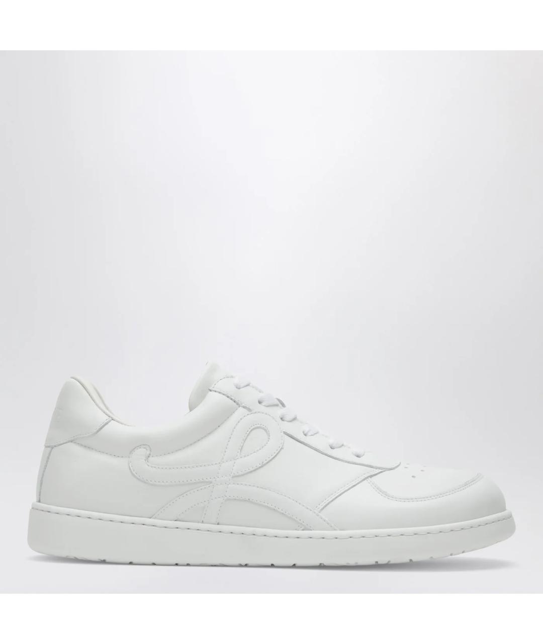 LOEWE Белые кожаные низкие кроссовки / кеды, фото 3