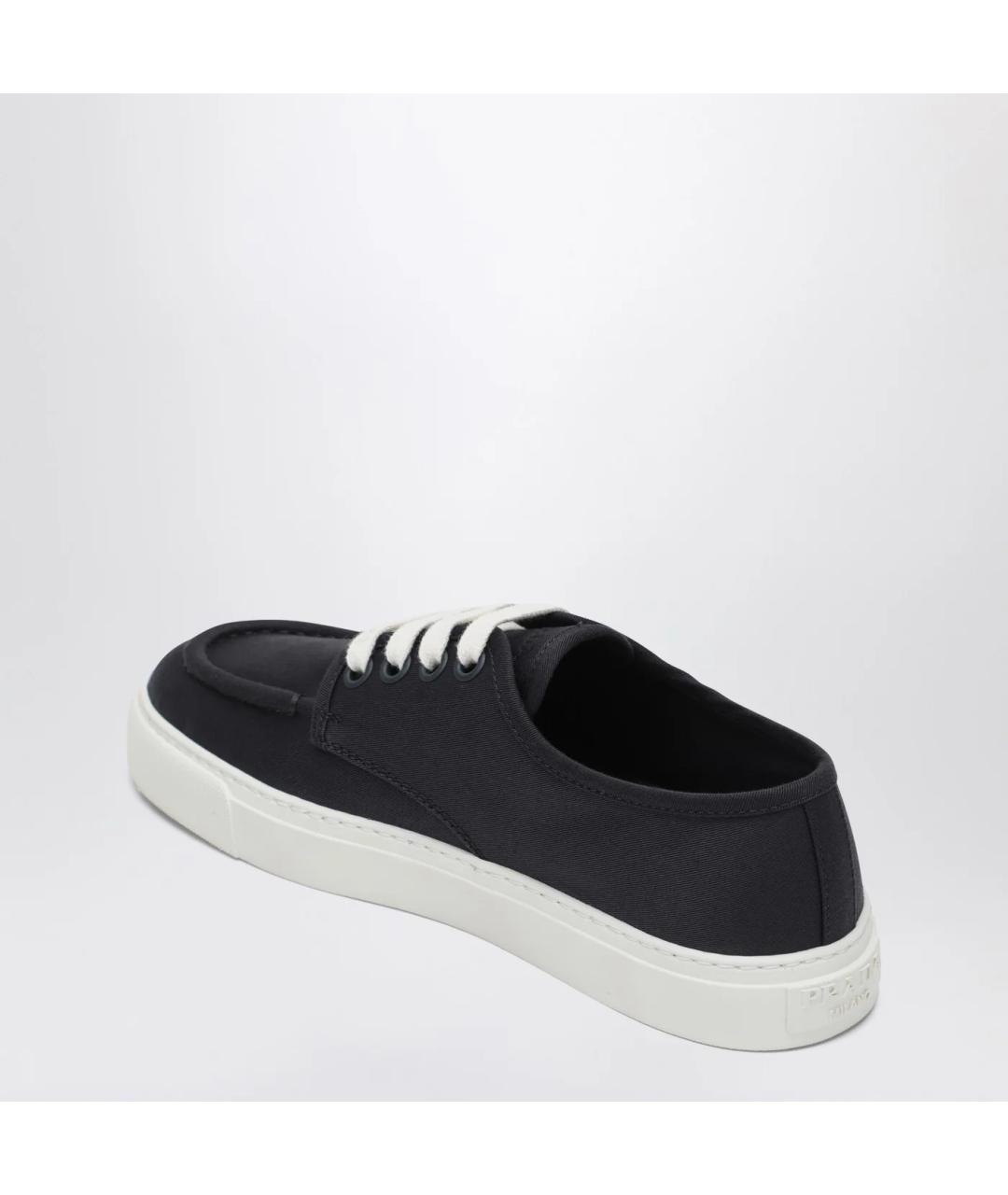 PRADA Темно-синие текстильные низкие кроссовки / кеды, фото 2