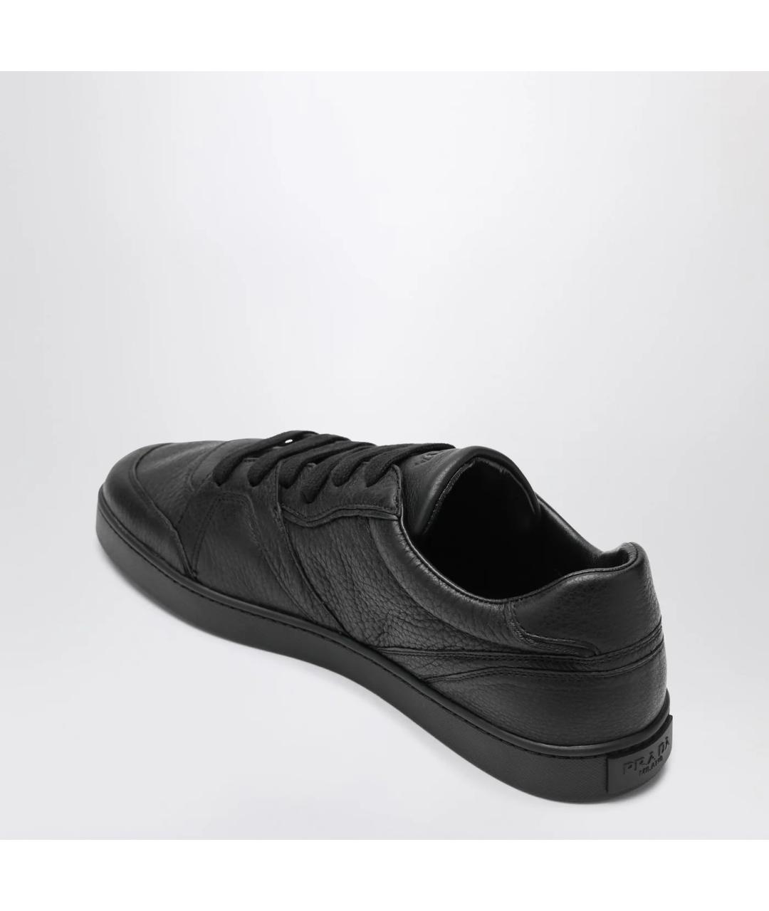 PRADA Черные кожаные низкие кроссовки / кеды, фото 2