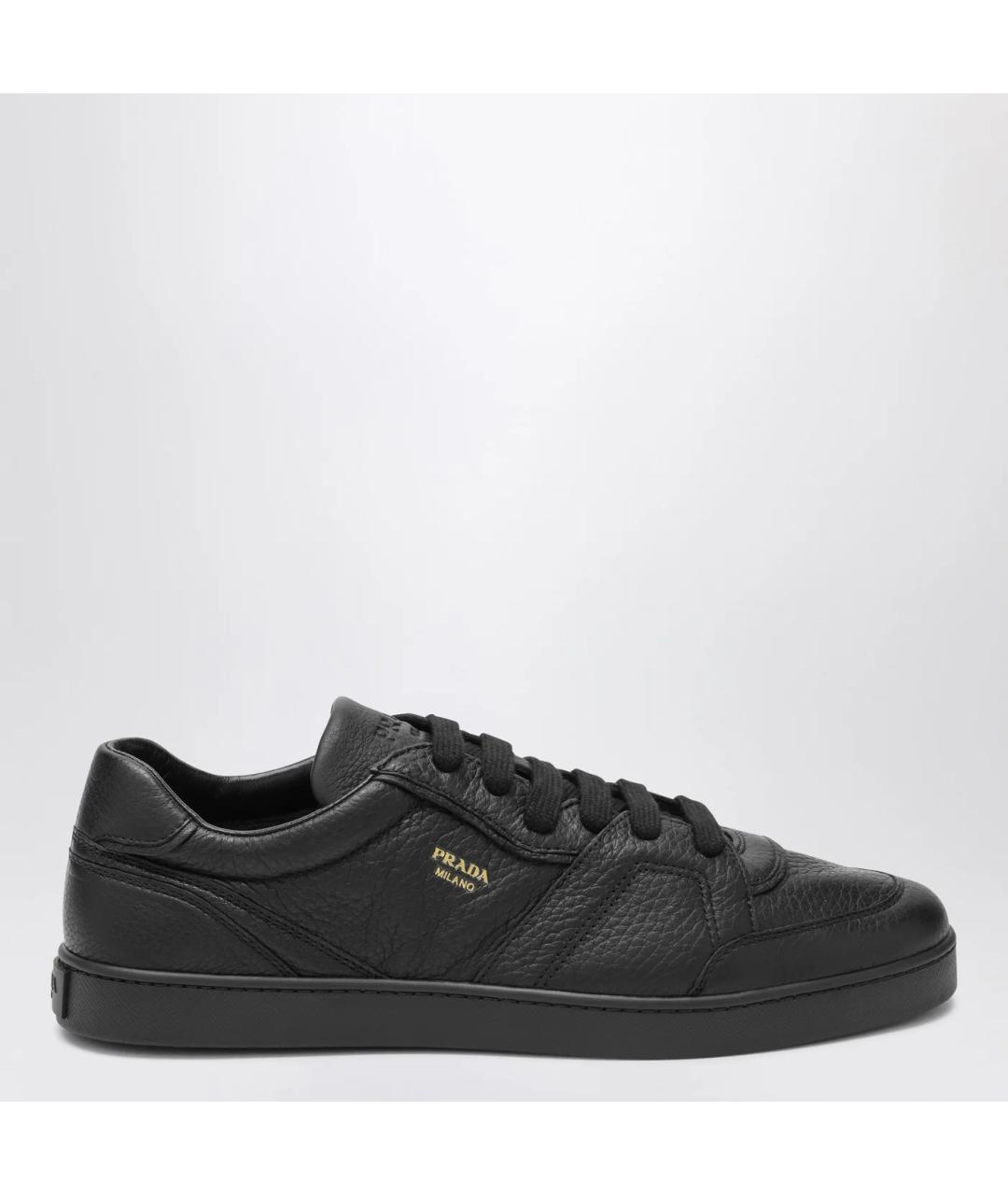 PRADA Черные кожаные низкие кроссовки / кеды, фото 3