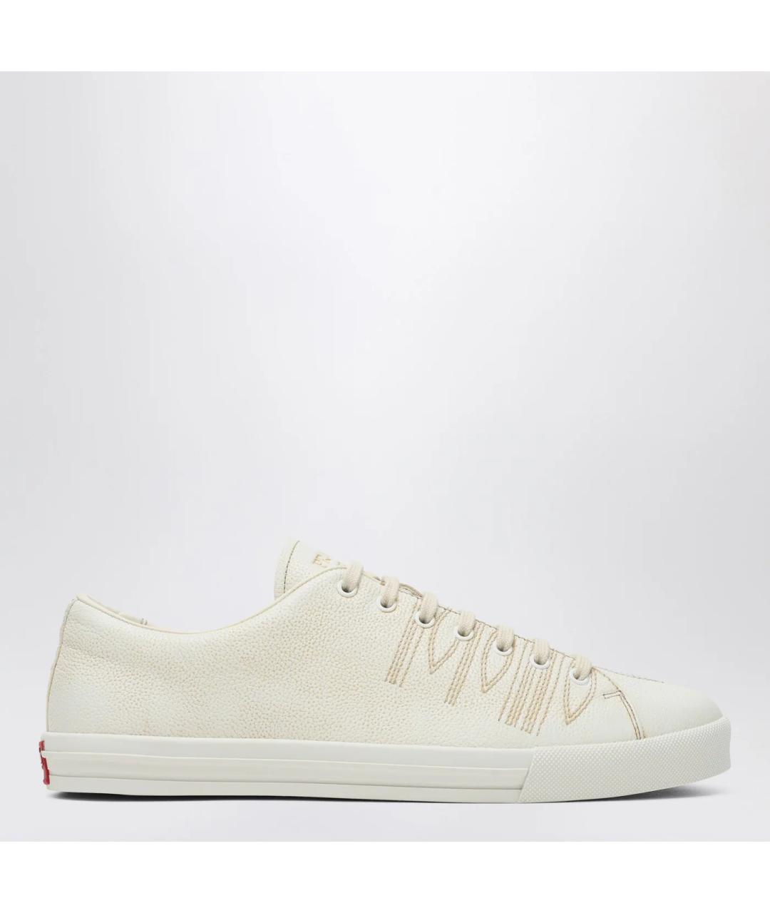 PRADA Белые кожаные низкие кроссовки / кеды, фото 3