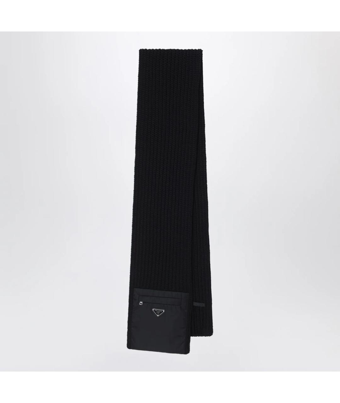 PRADA Черный шерстяной шарф, фото 3
