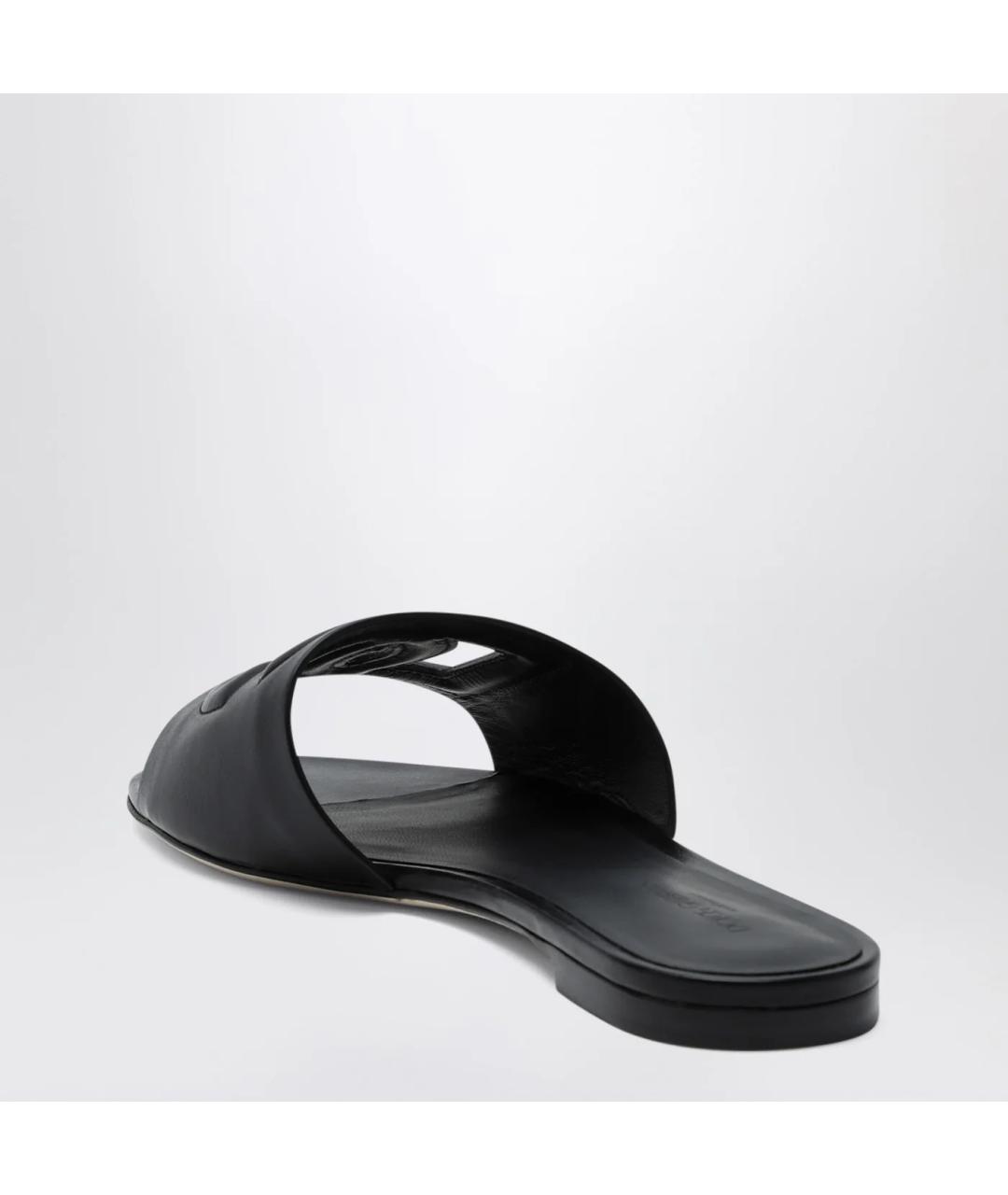 DOLCE&GABBANA Черные кожаные шлепанцы, фото 2