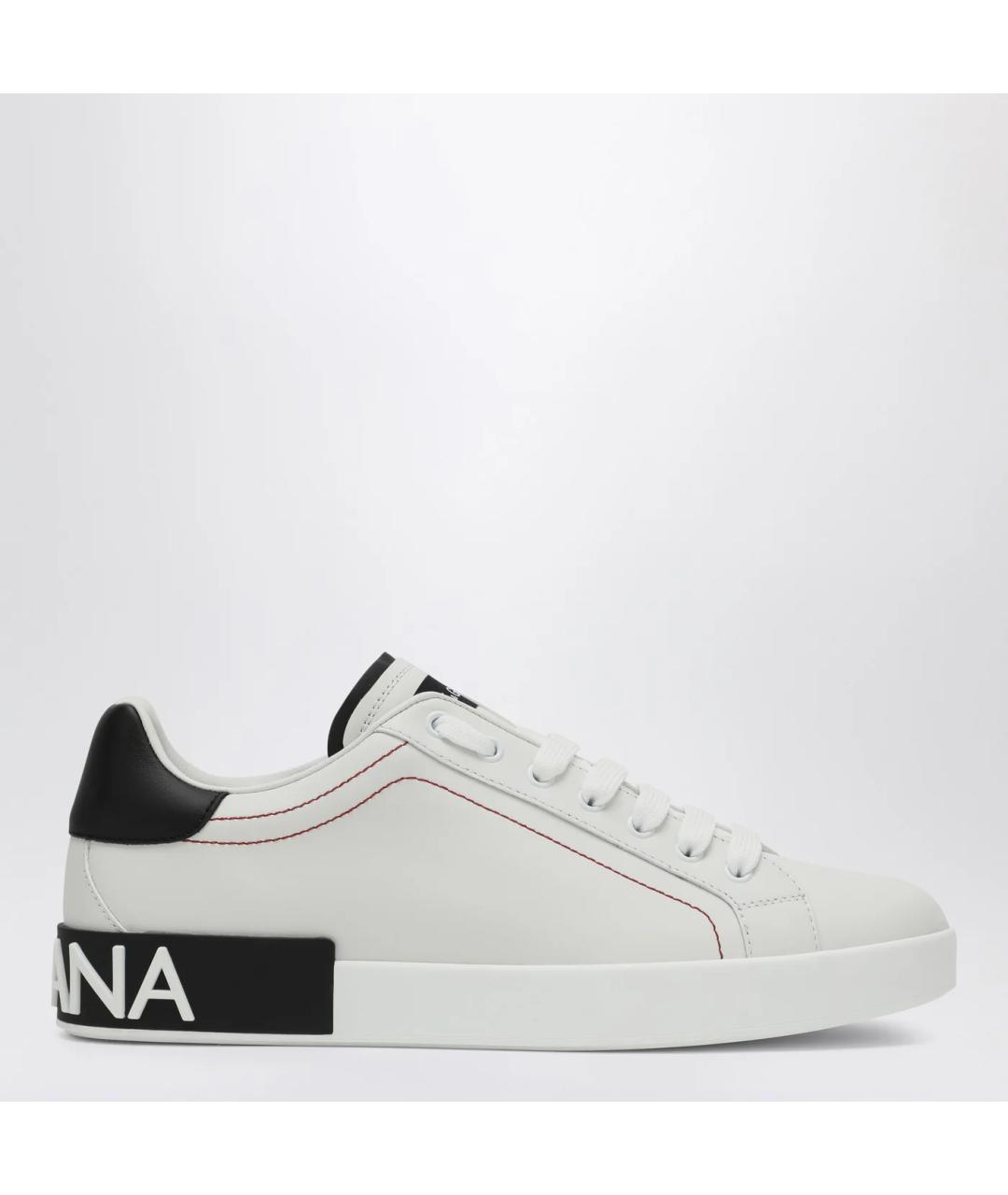 DOLCE&GABBANA Белые кожаные низкие кроссовки / кеды, фото 3