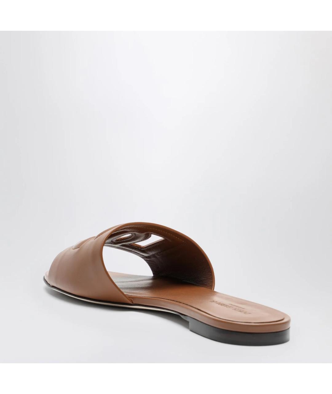 DOLCE&GABBANA Бежевые кожаные шлепанцы, фото 2