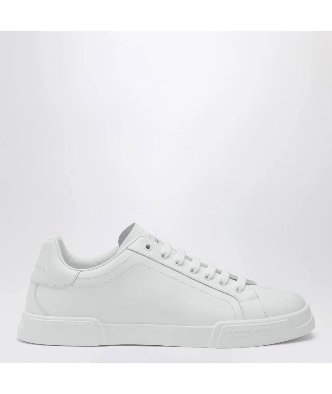 DOLCE&GABBANA Белые кожаные низкие кроссовки / кеды, фото 3