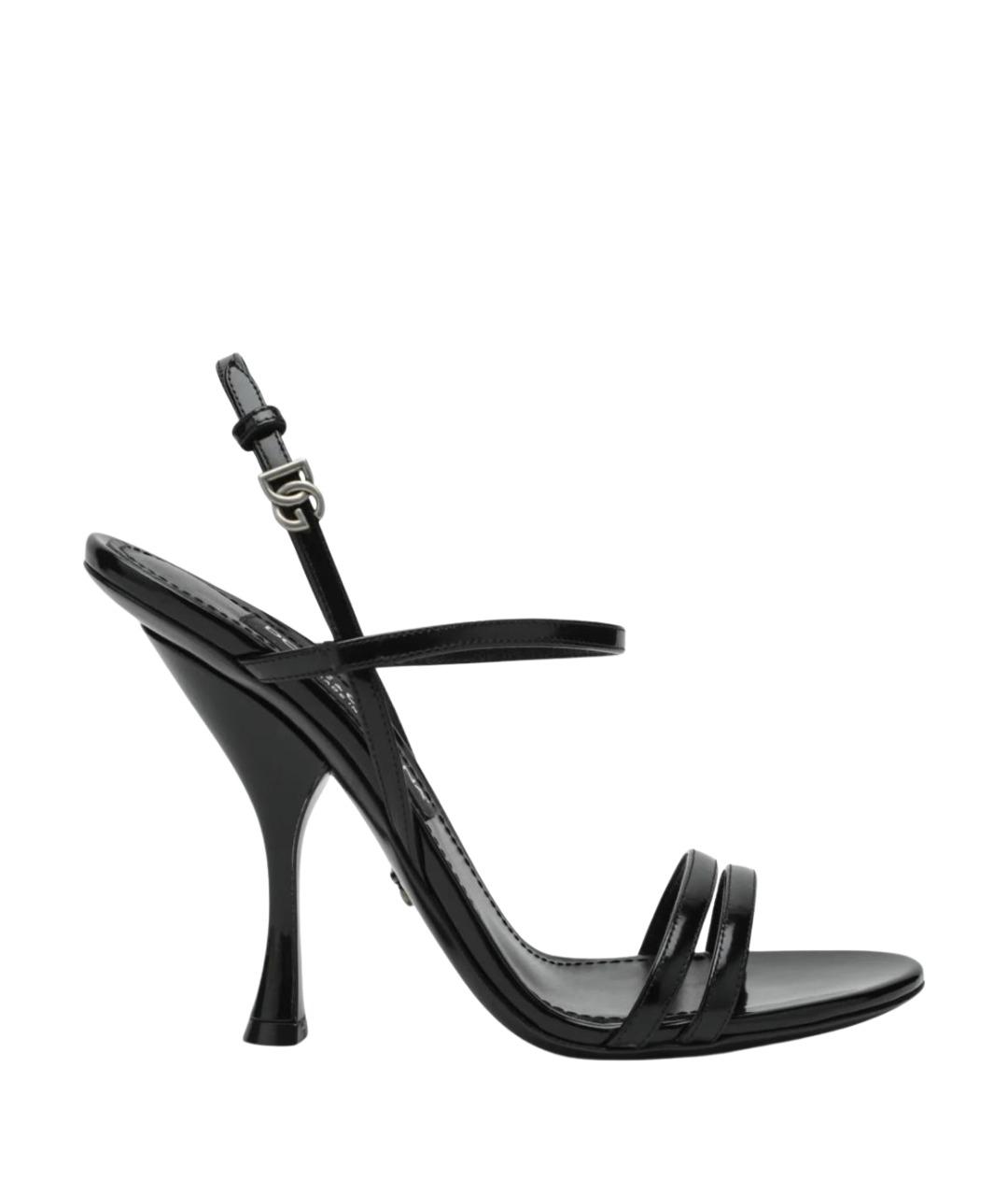 DOLCE&GABBANA Черные кожаные босоножки, фото 1