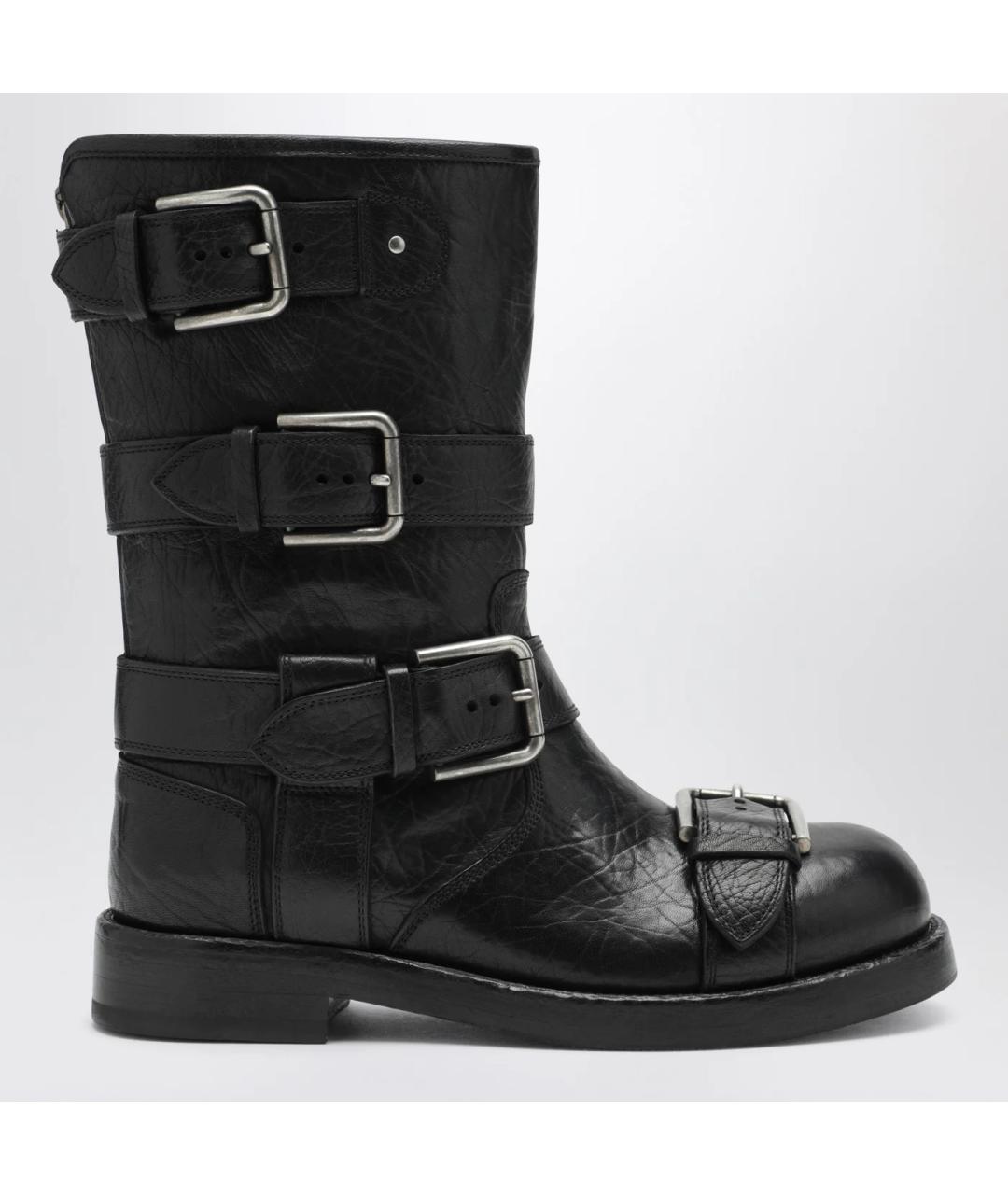 DOLCE&GABBANA Черные кожаные ботинки, фото 3