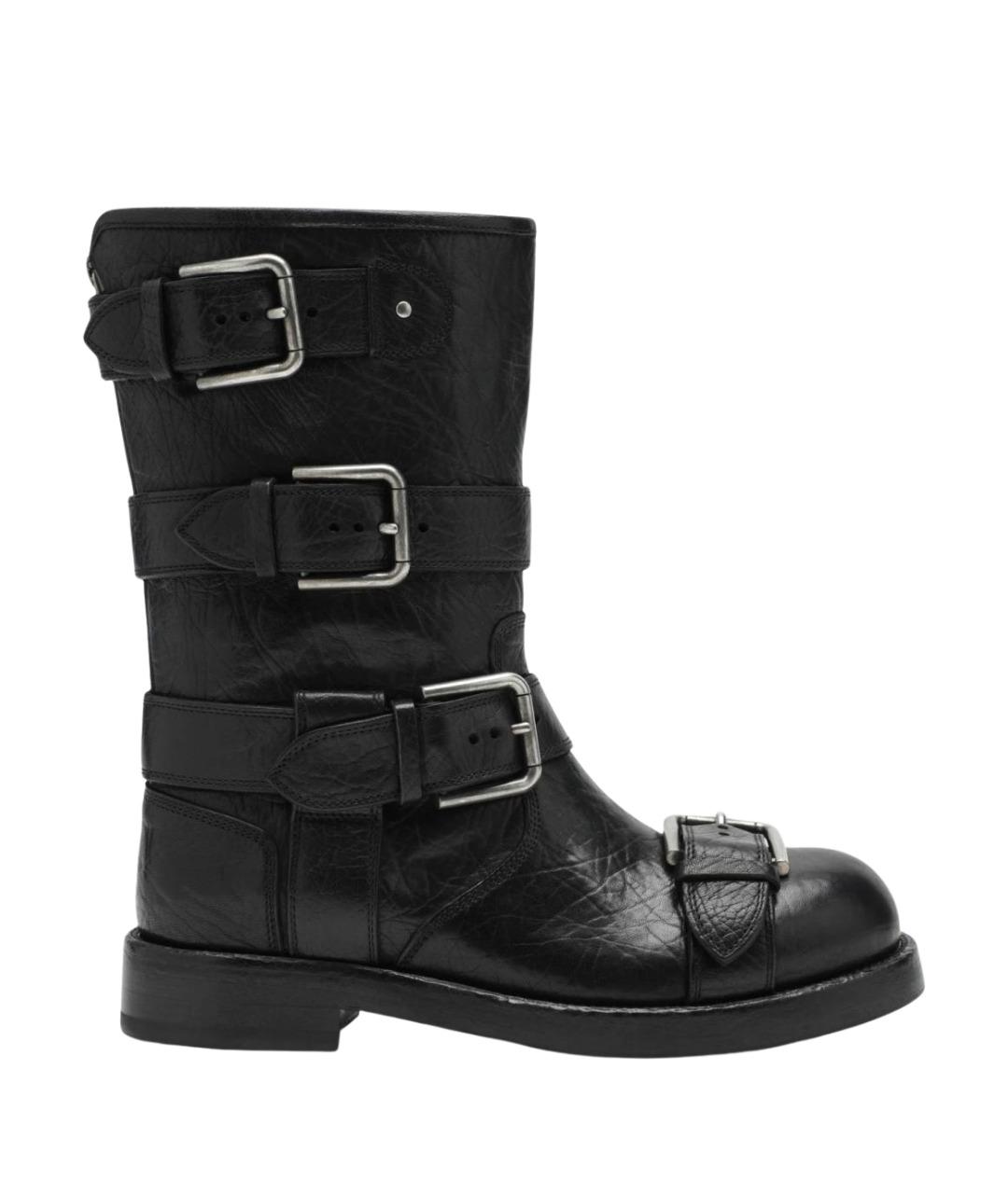 DOLCE&GABBANA Черные кожаные ботинки, фото 1