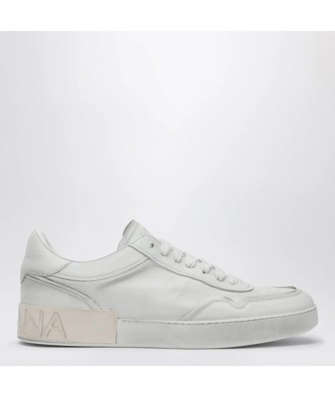 DOLCE&GABBANA Белые кожаные низкие кроссовки / кеды, фото 3