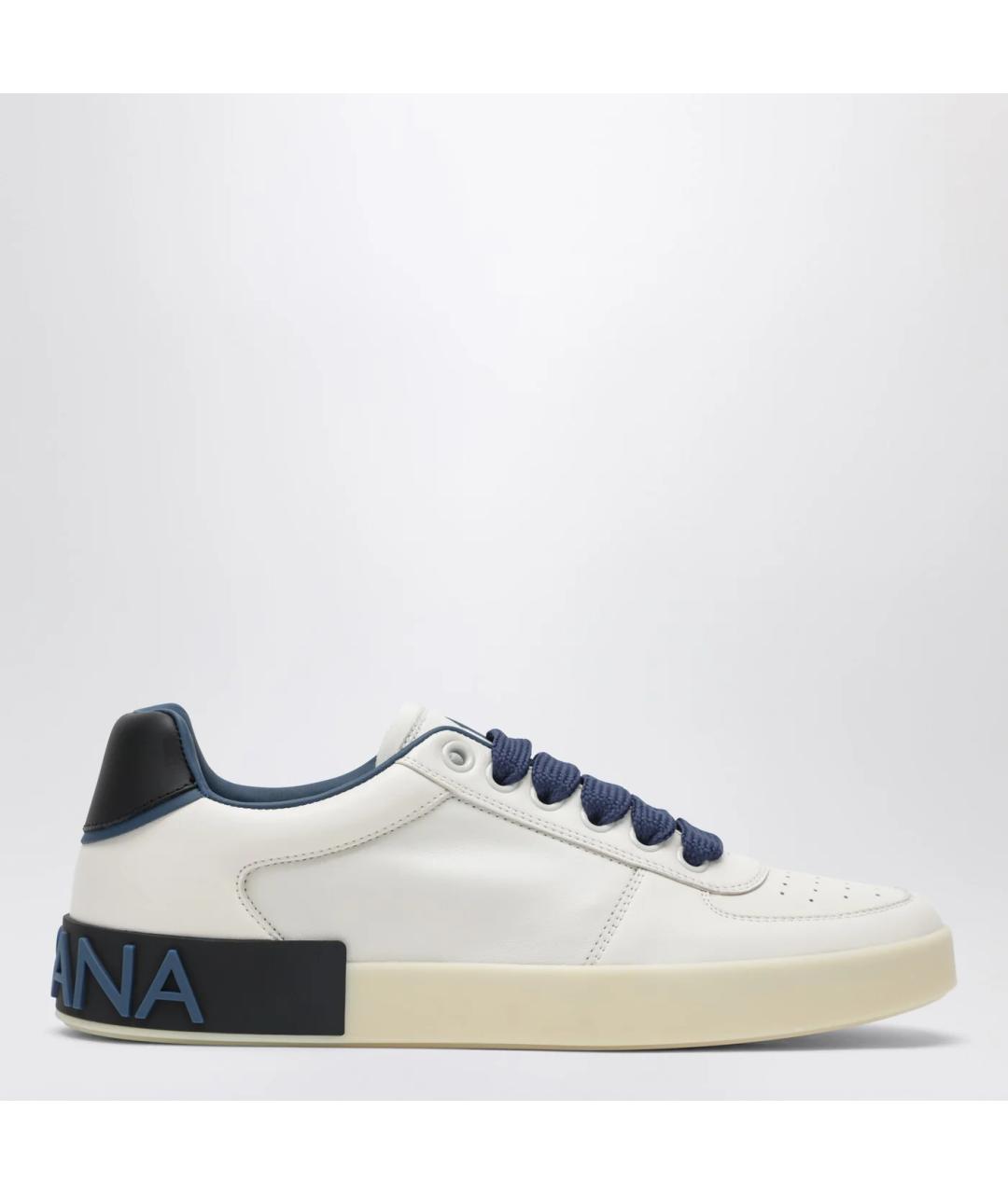 DOLCE&GABBANA Белые кожаные низкие кроссовки / кеды, фото 3