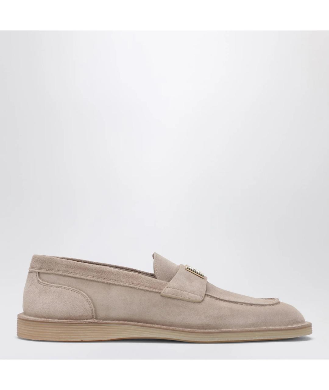 DOLCE&GABBANA Бежевые замшевые лоферы, фото 3