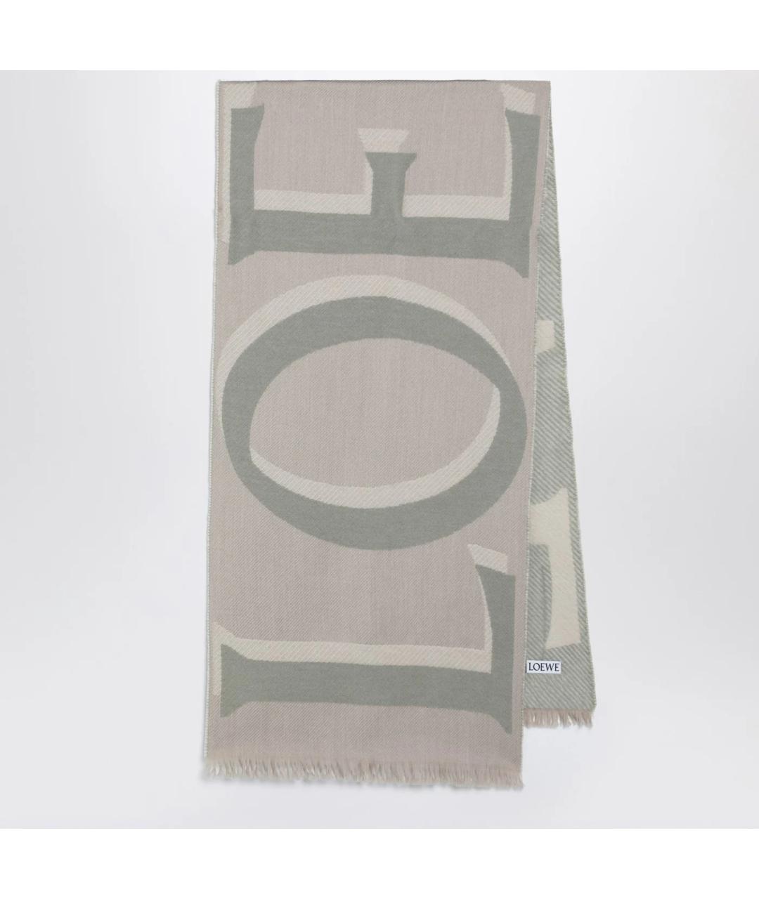 LOEWE Бежевый шерстяной шарф, фото 3