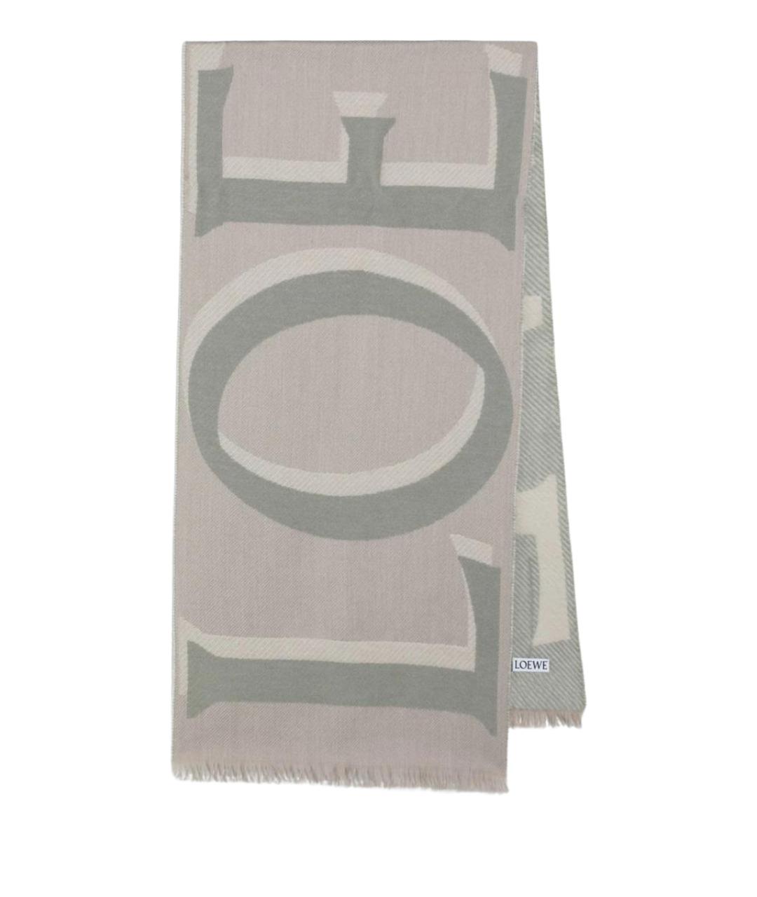 LOEWE Бежевый шерстяной шарф, фото 1