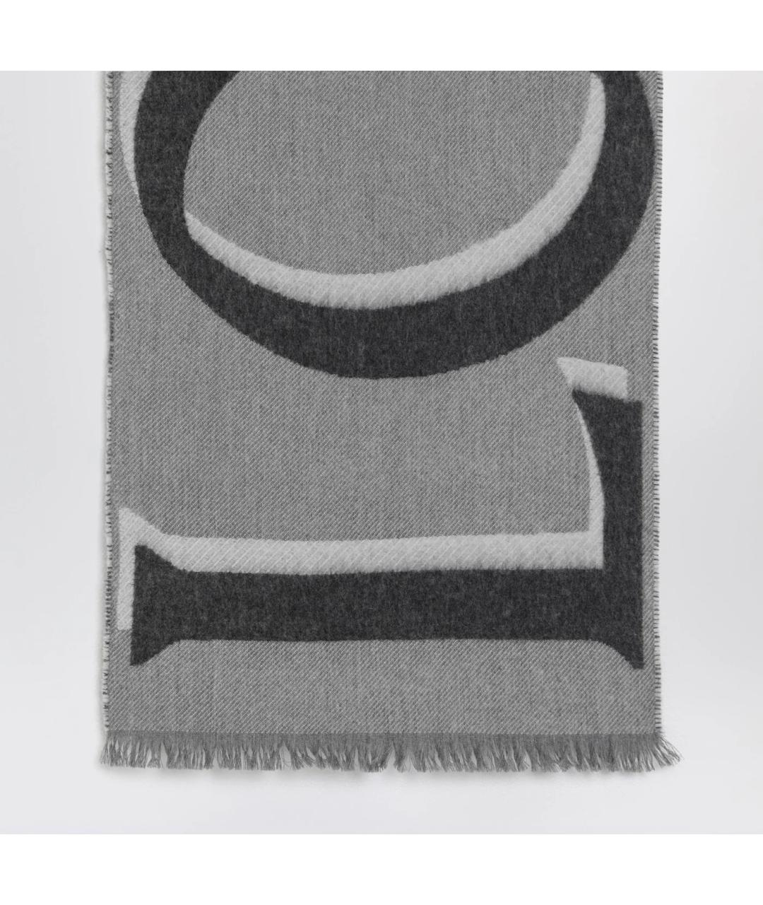 LOEWE Серый шерстяной шарф, фото 2