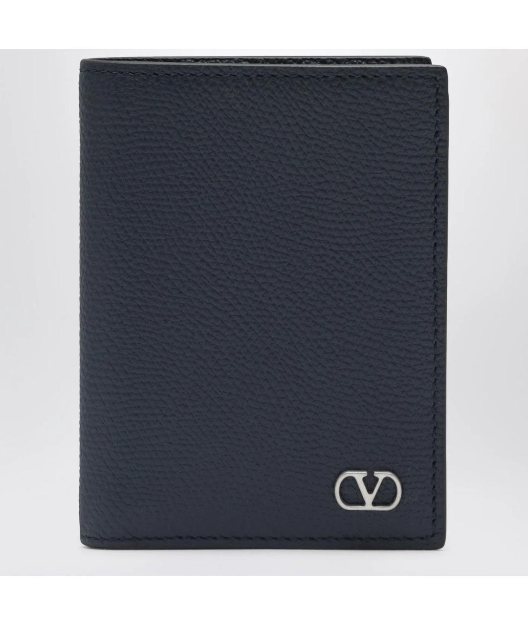 VALENTINO Темно-синий кожаный кардхолдер, фото 3