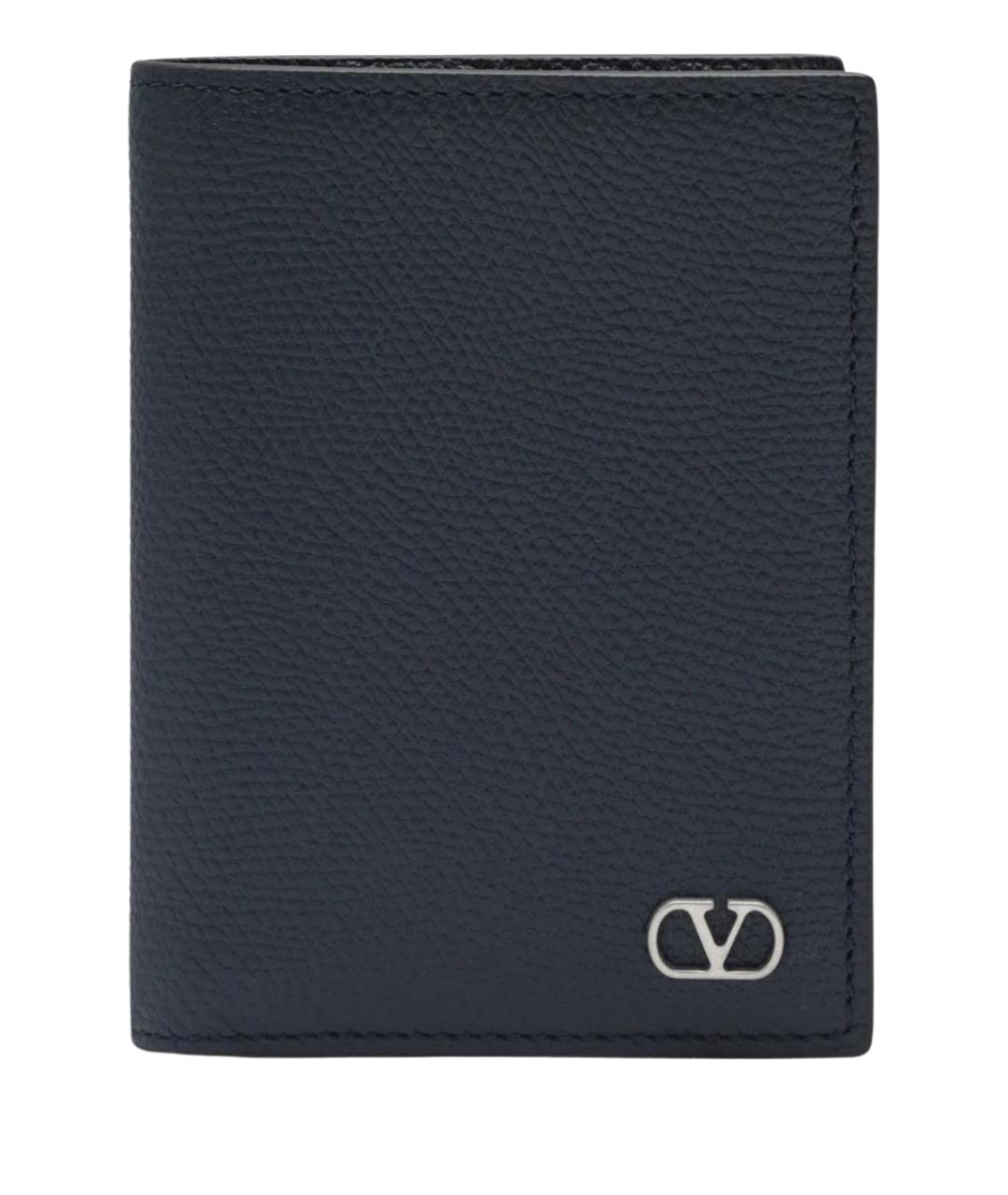 VALENTINO Темно-синий кожаный кардхолдер, фото 1