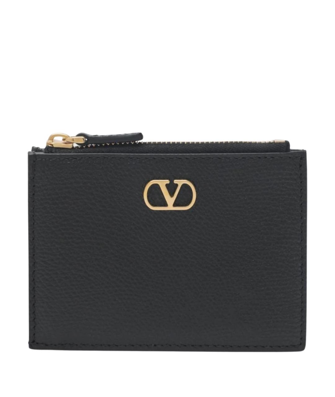 VALENTINO Черный кожаный кошелек, фото 1
