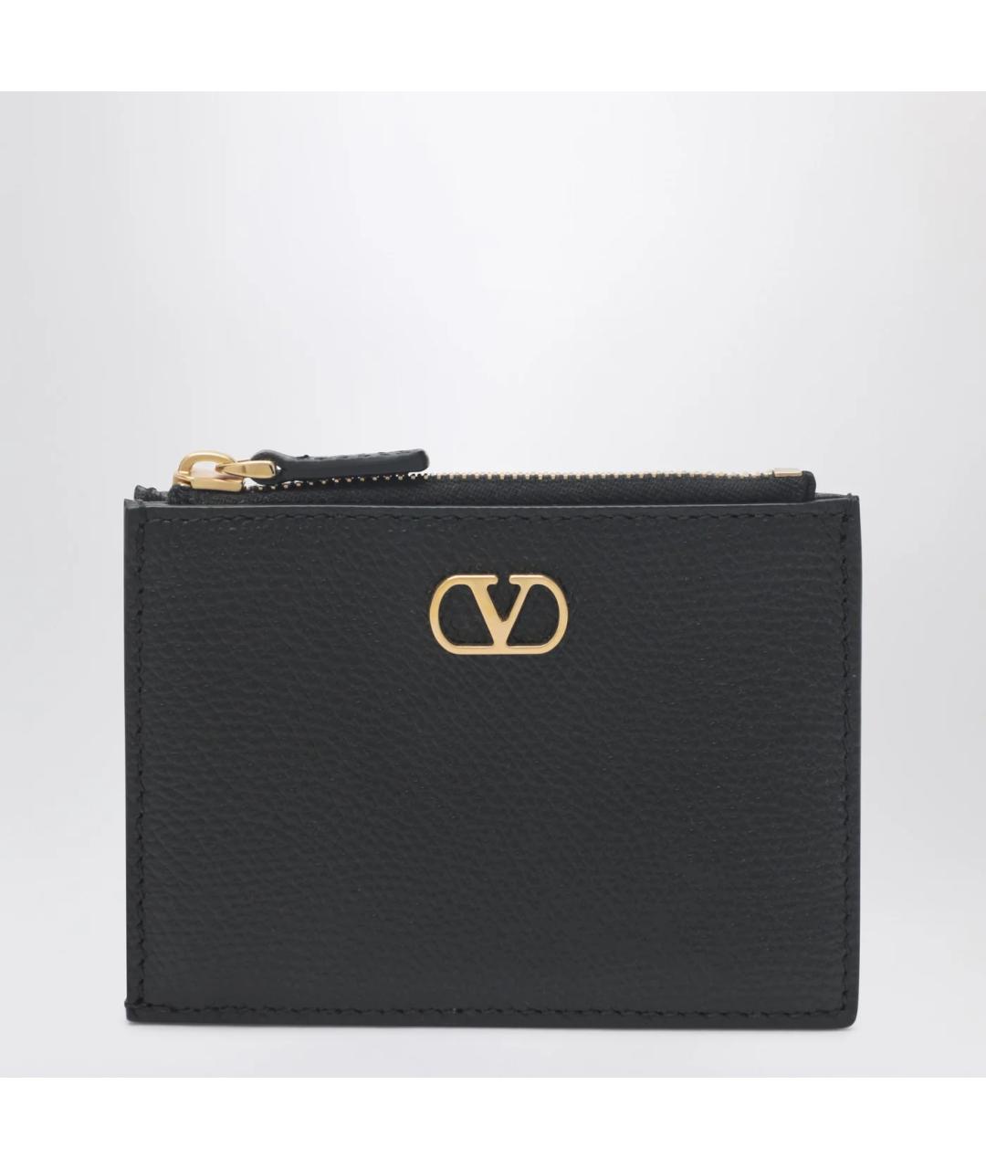 VALENTINO Черный кожаный кошелек, фото 3