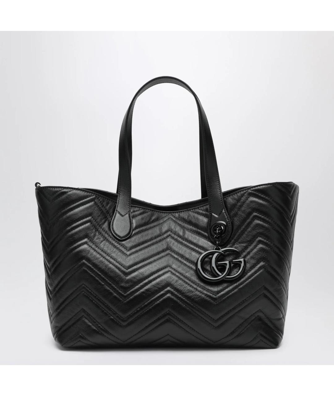 GUCCI Черная кожаная сумка тоут, фото 3