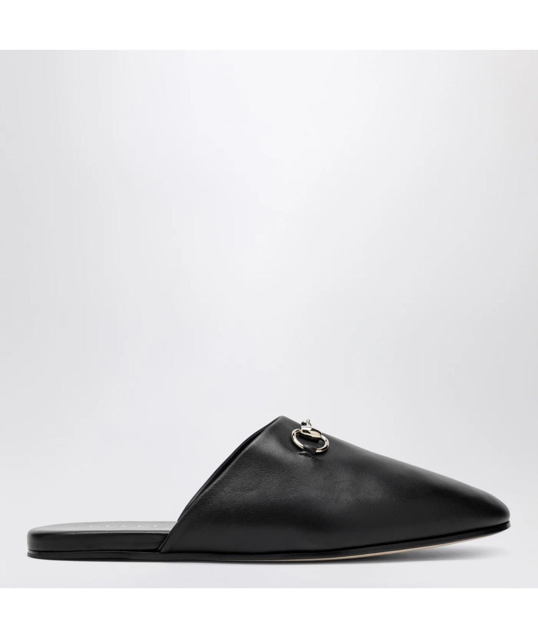 GUCCI Черные кожаные шлепанцы, фото 3