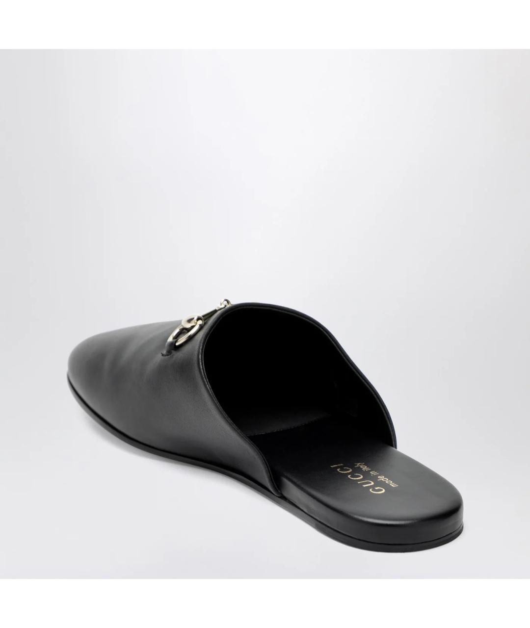 GUCCI Черные кожаные шлепанцы, фото 2