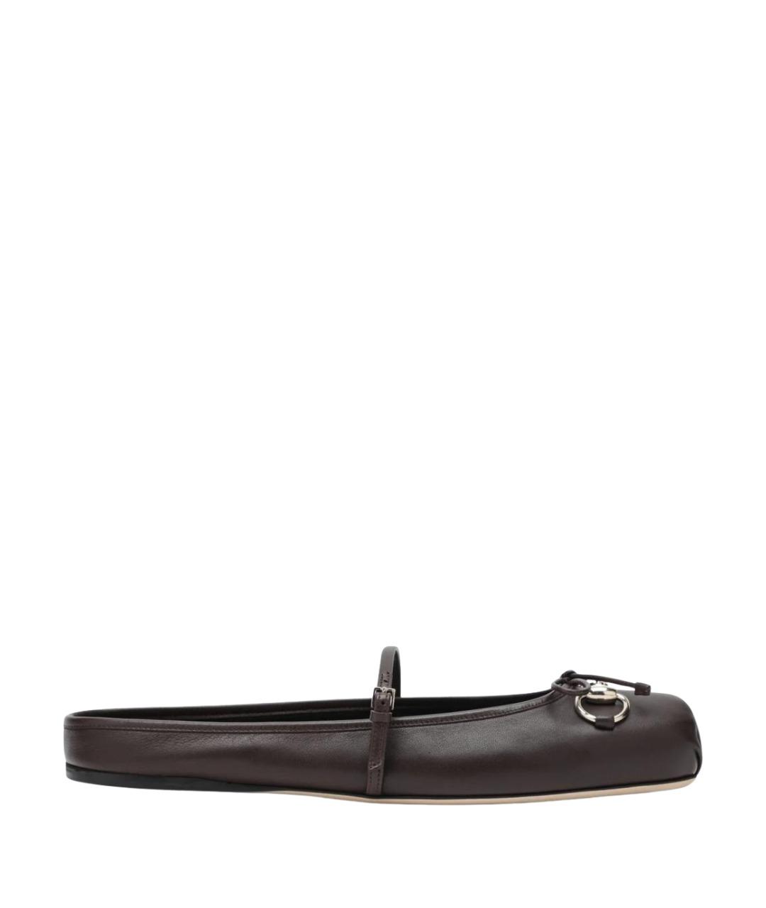 GUCCI Коричневые кожаные мюли, фото 1