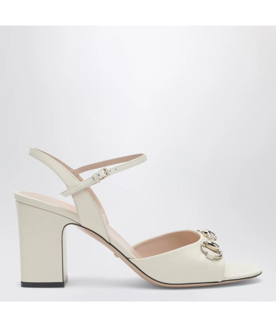 GUCCI Белые кожаные босоножки, фото 3