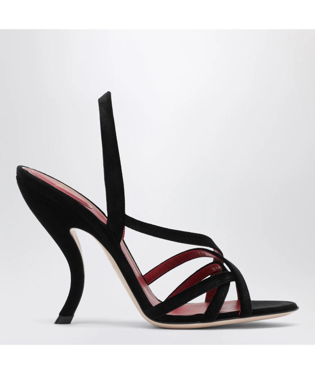 VALENTINO Черные текстильные босоножки, фото 3