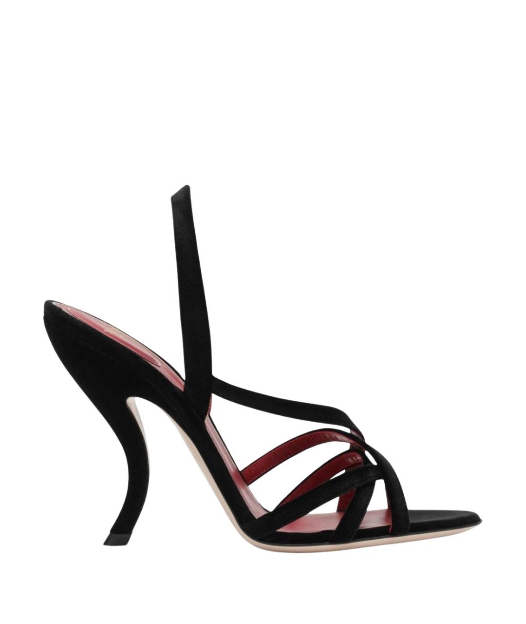 VALENTINO Черные текстильные босоножки, фото 1