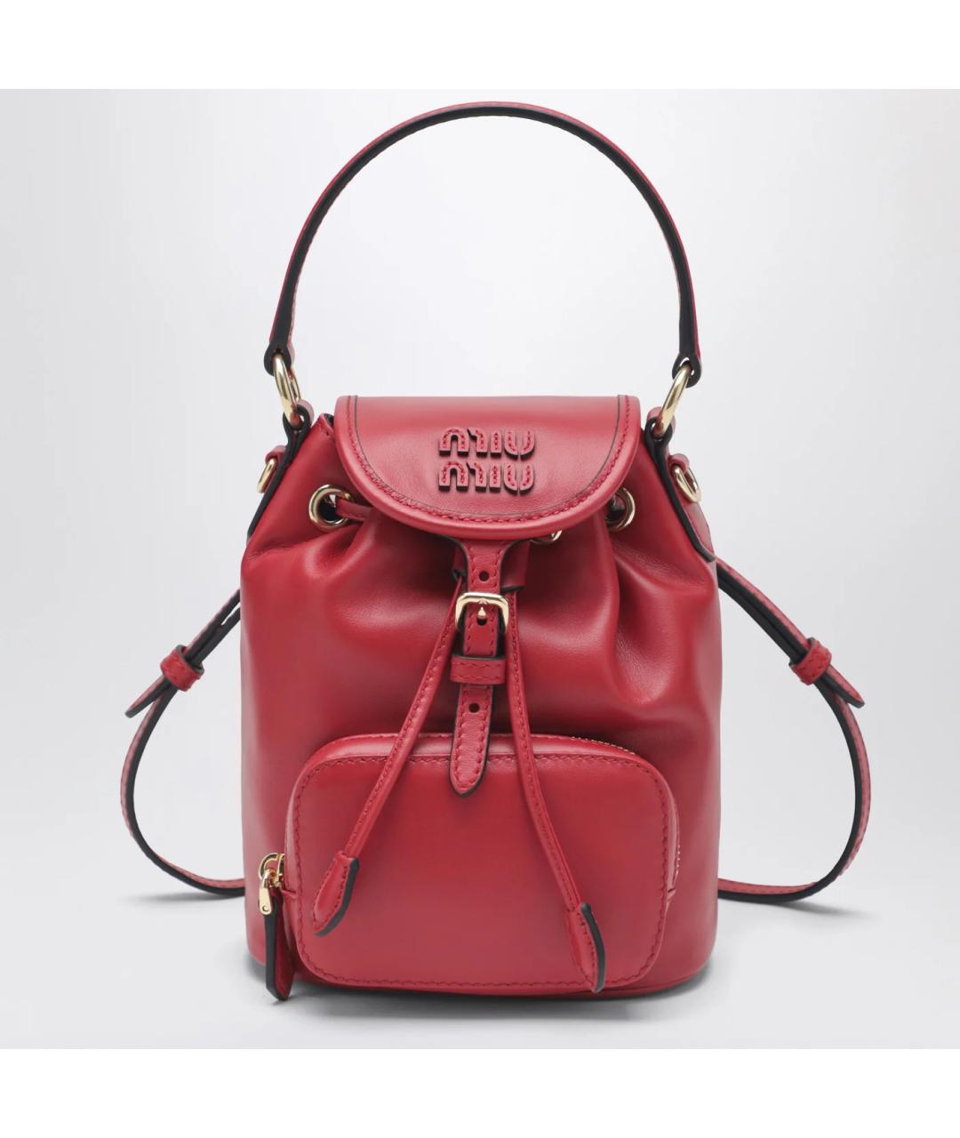 MIU MIU Красный кожаный рюкзак, фото 3