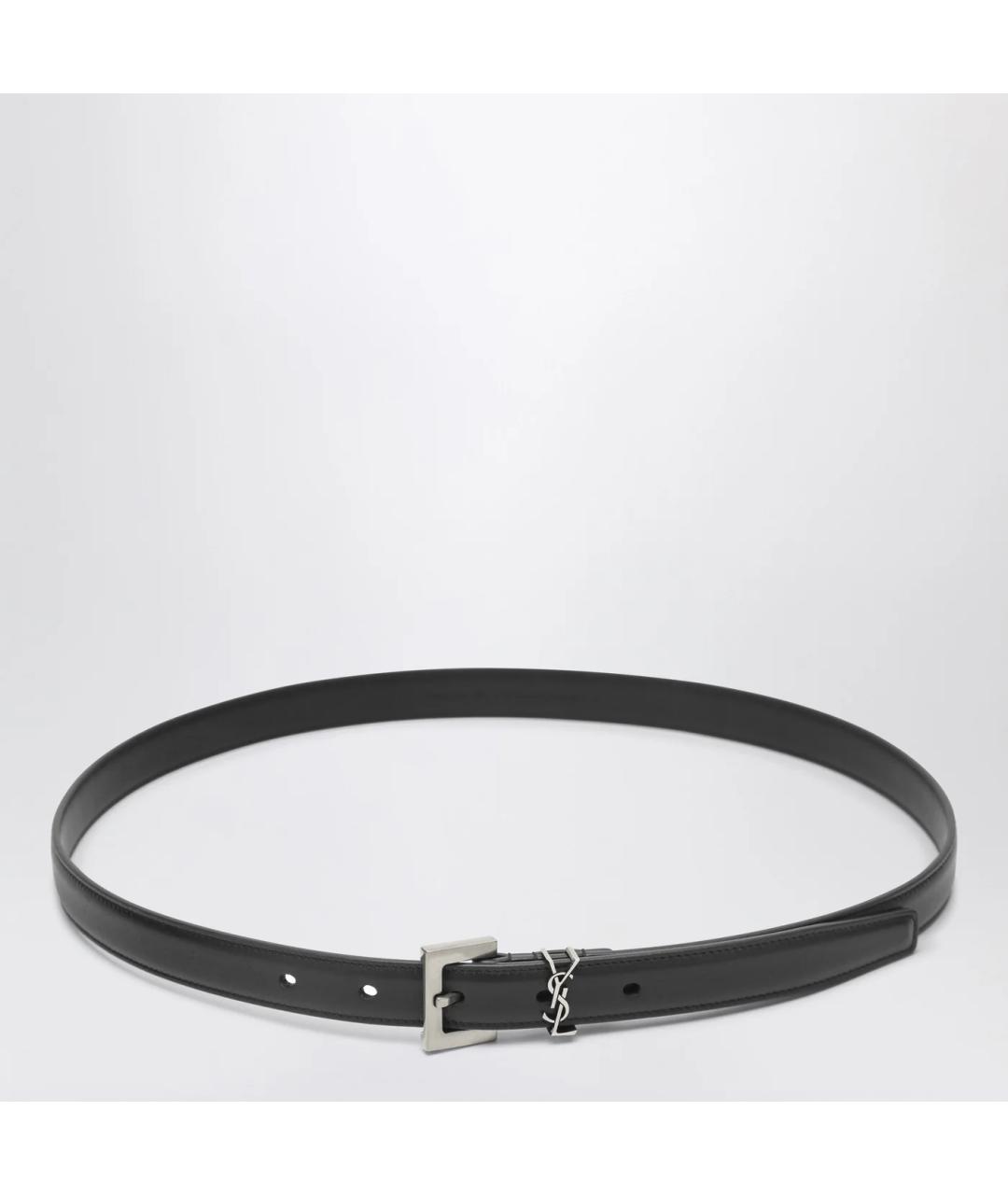 SAINT LAURENT Черный кожаный ремень, фото 3