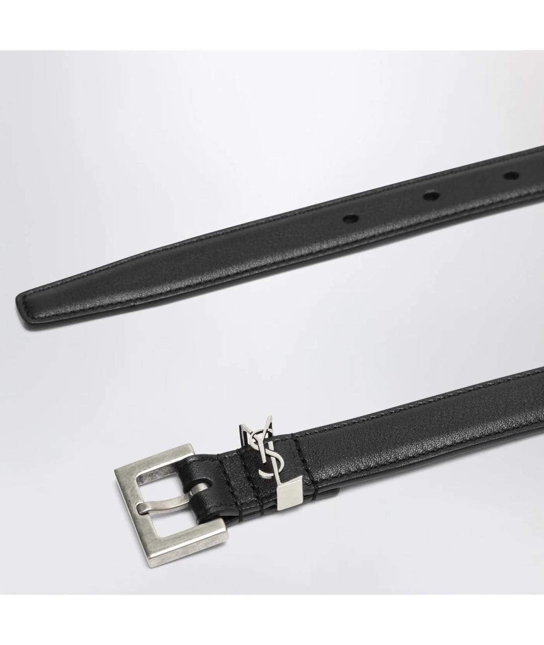 SAINT LAURENT Черный кожаный ремень, фото 2