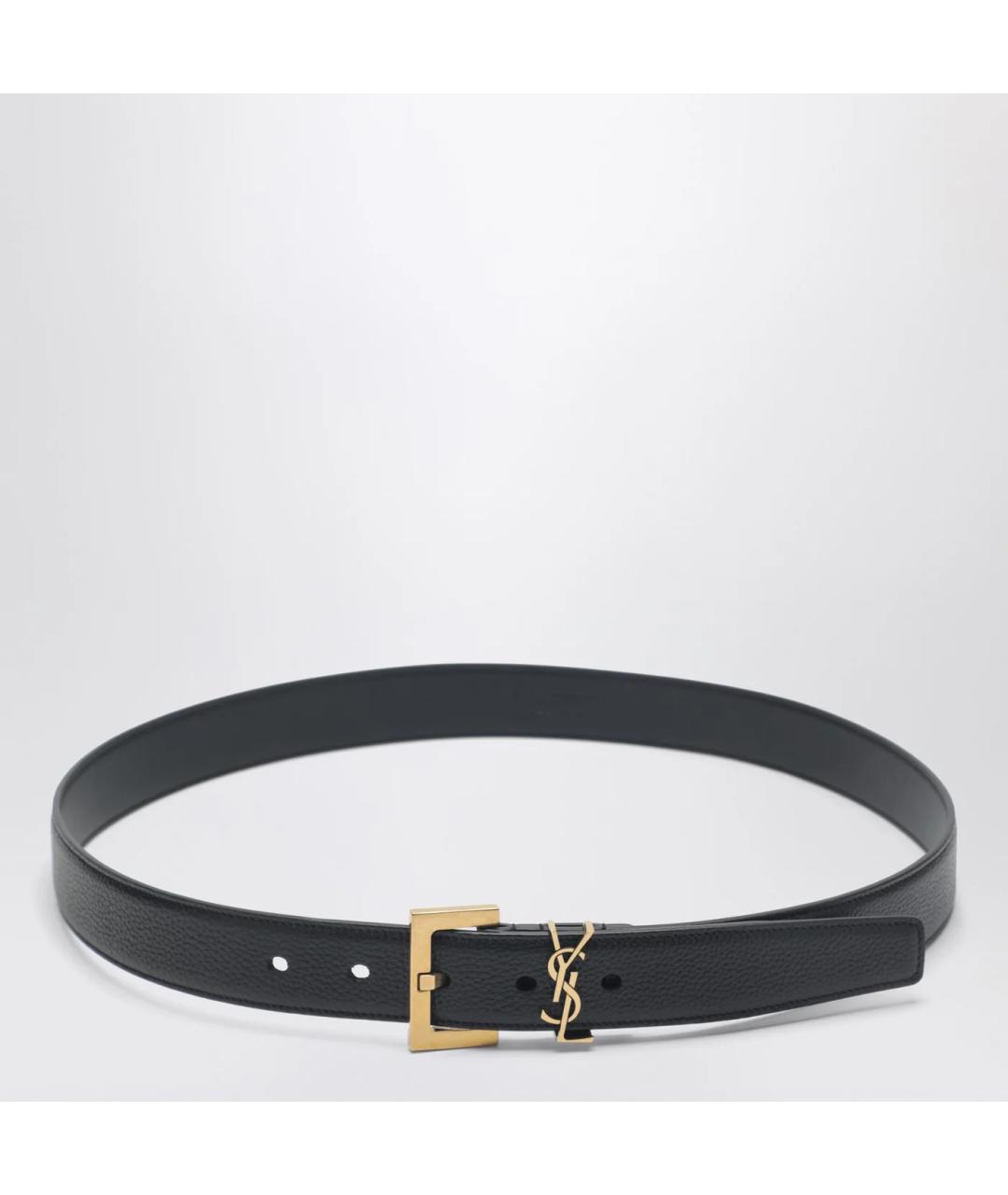 SAINT LAURENT Черный кожаный ремень, фото 3