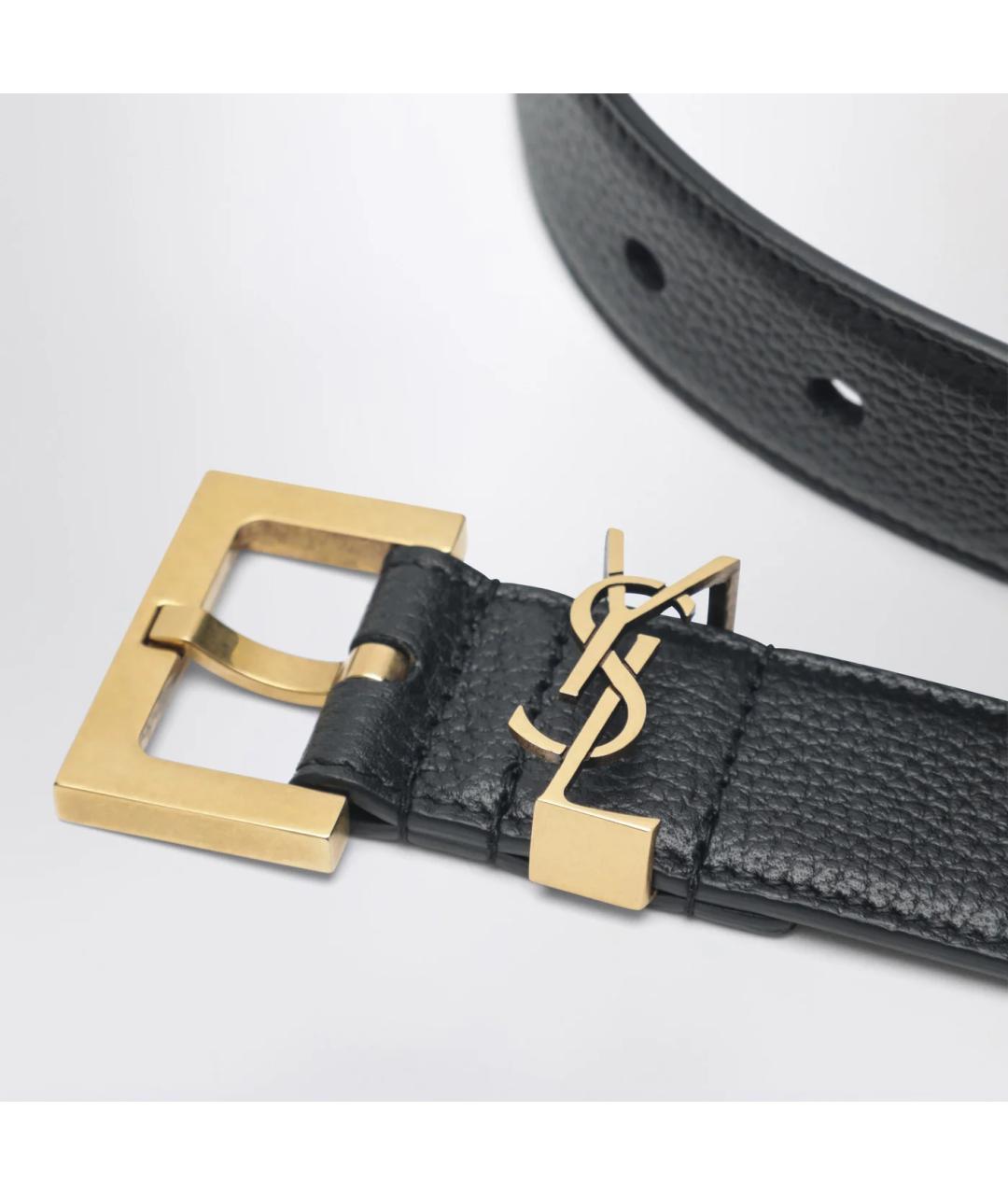 SAINT LAURENT Черный кожаный ремень, фото 2