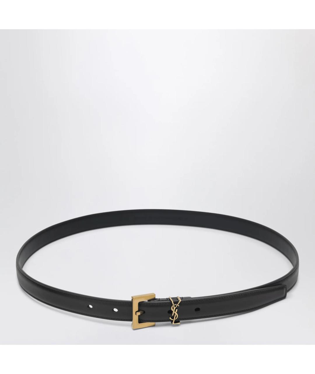 SAINT LAURENT Черный кожаный ремень, фото 3